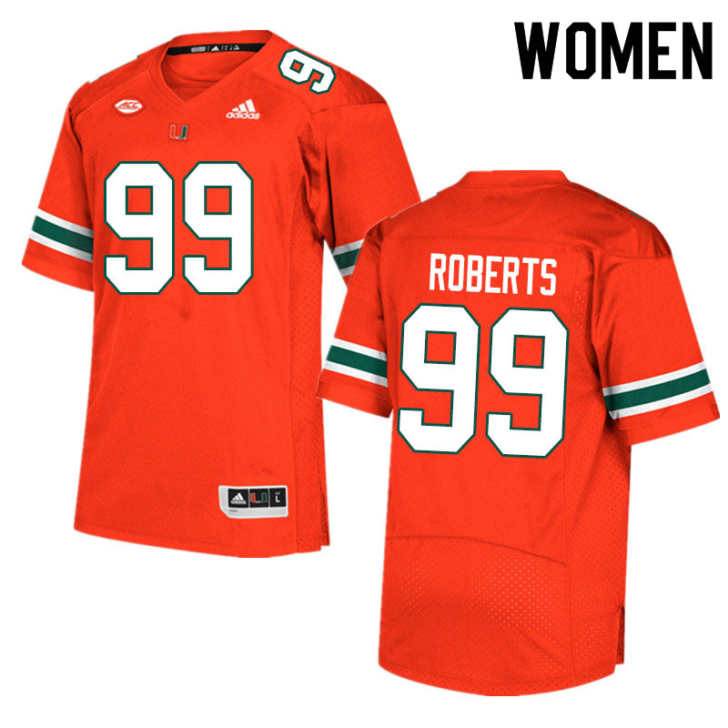 Women #99 Elijah Roberts Miami Hurricanes College Football Jerseys Sale-Orange